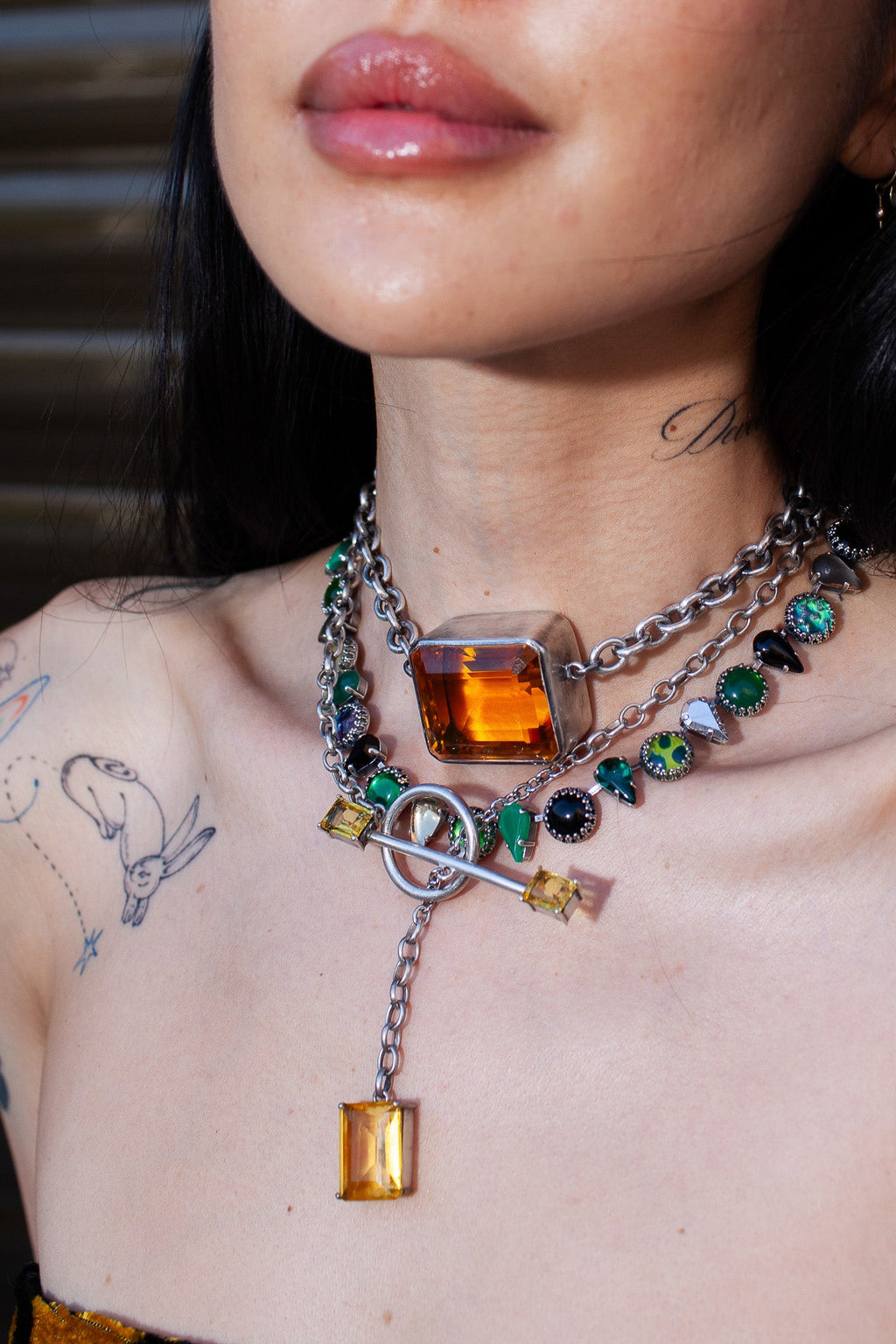 Square Goliath Choker in Golden (Silver)
